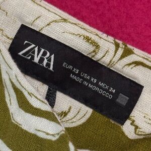 Zara Asymmetrical Dress in Olive and Cream -NWOT